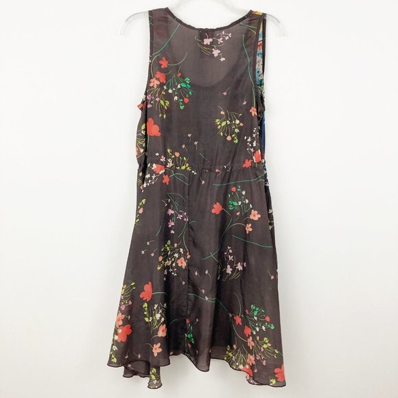 Johnny Was Japonica Silk Dress Size M Scoop Neck Waist Tie Sleeveless Floral - Picture 3 of 12